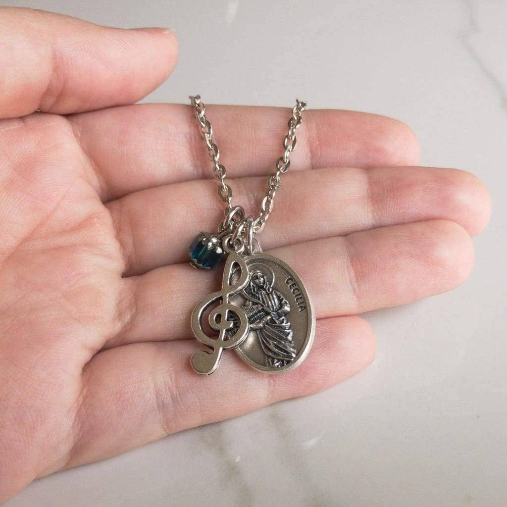 Sagely Sparrow – wholesale Pendant/charm necklace – St Cecilia and Music Note Necklace4