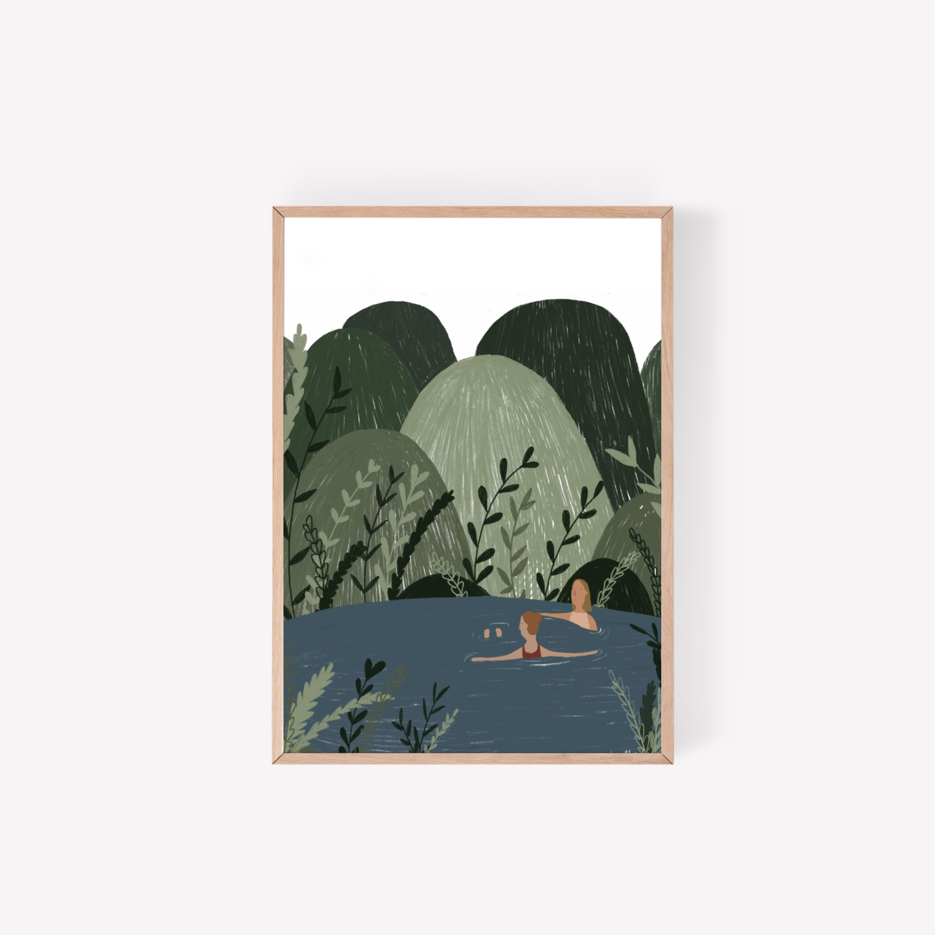 HeatherLucyJ Design - Wholesale Art Print - Wild Swimming in the Hills Art Print1