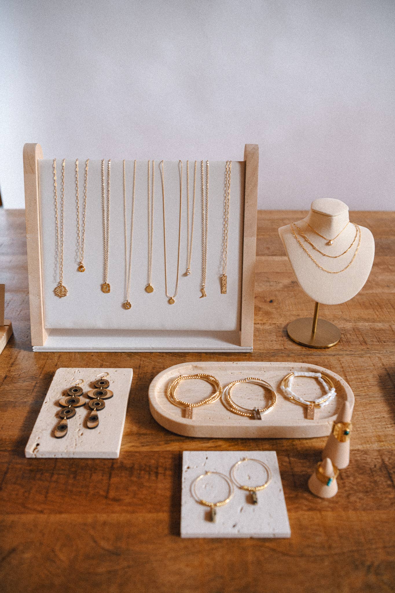 Cecelia Designs Jewelry - Wholesale Jewelry Stand & Display - Elegant Necklace Bust Display with Gold Stand1