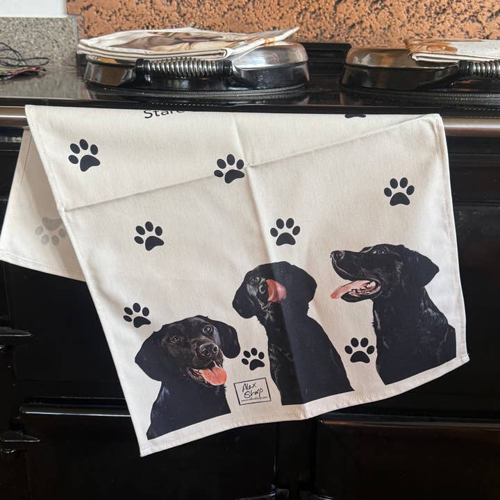 black labrador Tea Towel 100% cotton for wholesale by Alex Sharp