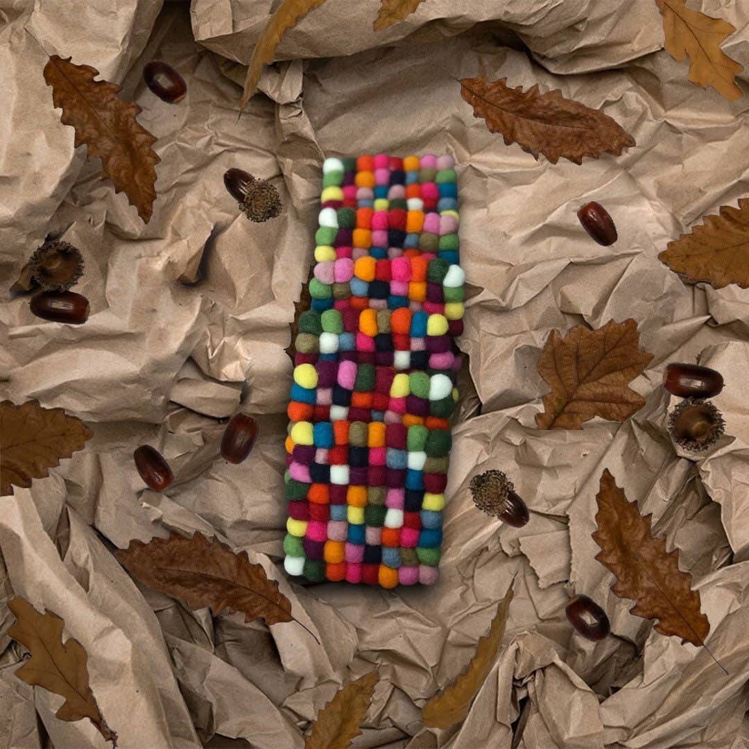 Funky Yak Ltd – wholesale Coasters – Felt Pom Pom Round Multicolour Coasters Handmade In Nepal7