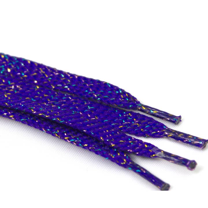 The Shoelace Factory - Wholesale Shoelaces – Unisex - Dark Purple Sparkle Flat Shoelaces1