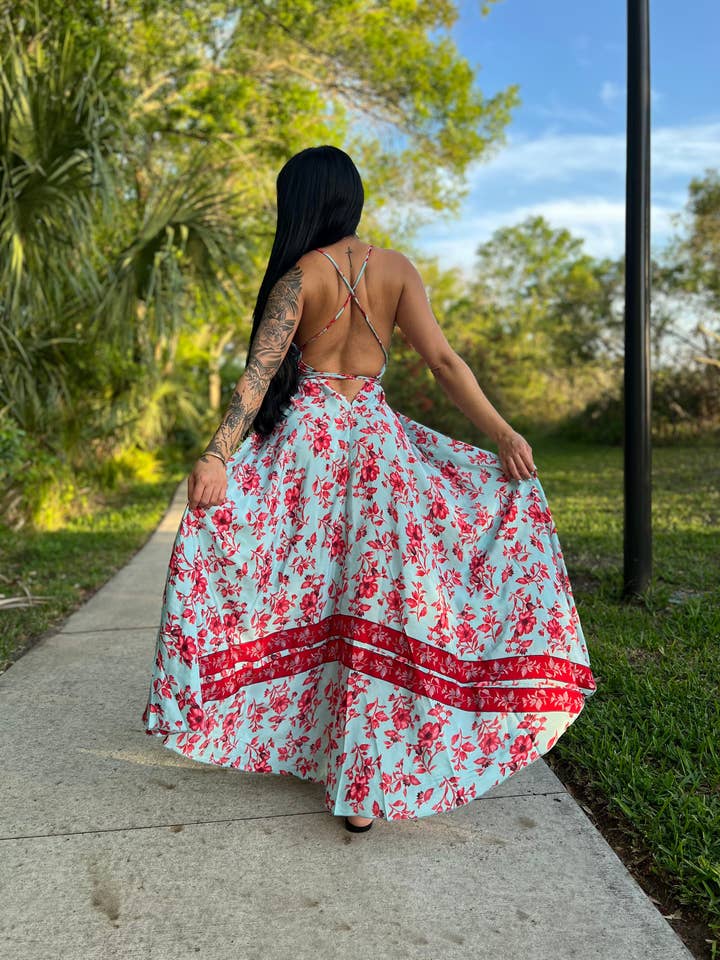 Robe longue Boho, tissu doux -Étui de couleurs mélangées- pour la vente par Foutaz LLC