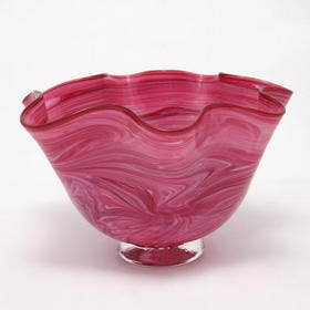 Slow Burn Glass Studio LLC - Wholesale Vaas - Handgeblazen glazen kom of vaas met ruches1