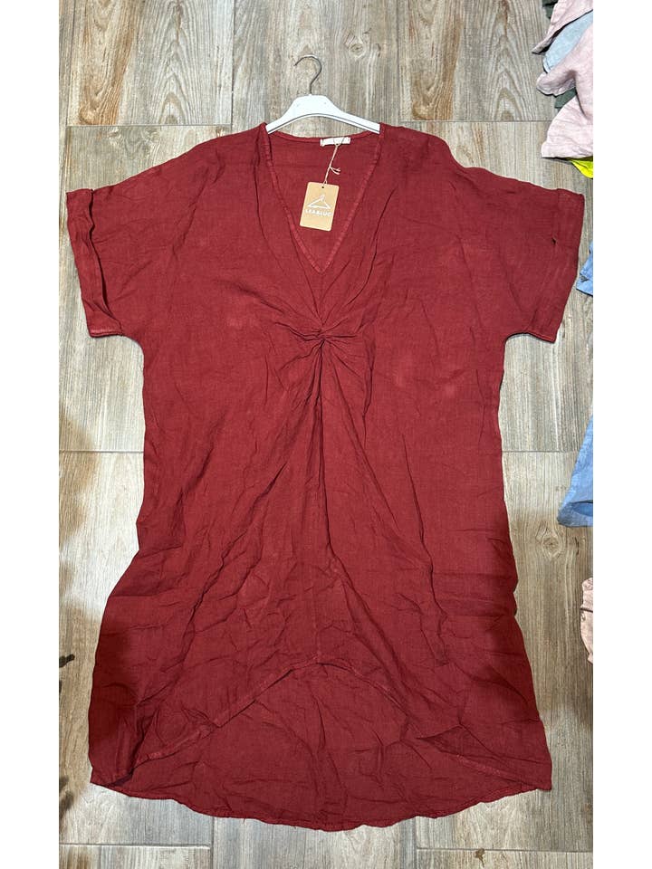 LÉA & LUC - Wholesale Dress - Women's - Long dress with V-neck 100% linen REF. 7185510