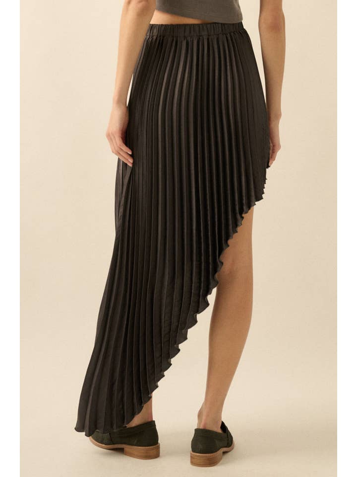 Promesa USA - Wholesale Skirt - Women's - Satin Accordion Pleated Asymmetrical Maxi Skirt11