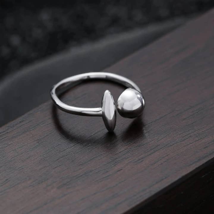 Moclein – wholesale Band/Stackad Ring – Minimalistisk abstrakt öppen ring i sterlingsilver