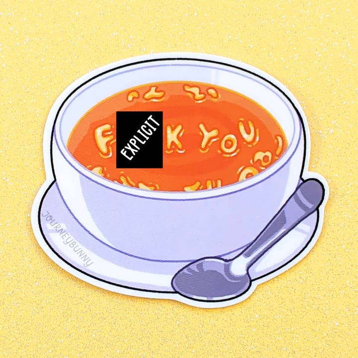 Rude Soup Waterproof Uv-proof Vinyl Sticker for wholesale by Journeybunny