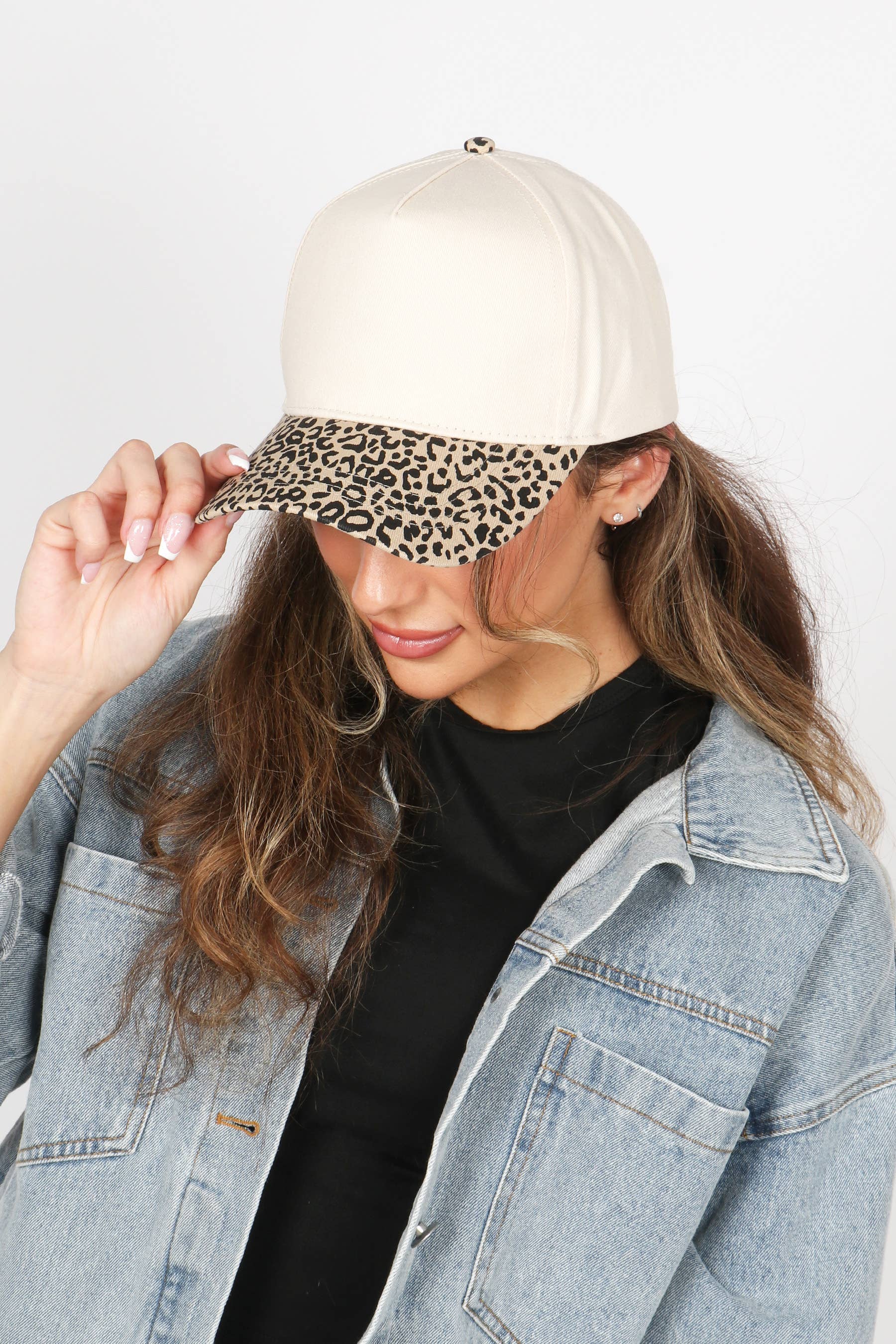 Leopard Print Brim 5-Panel Blank Cap for wholesale on Faire1