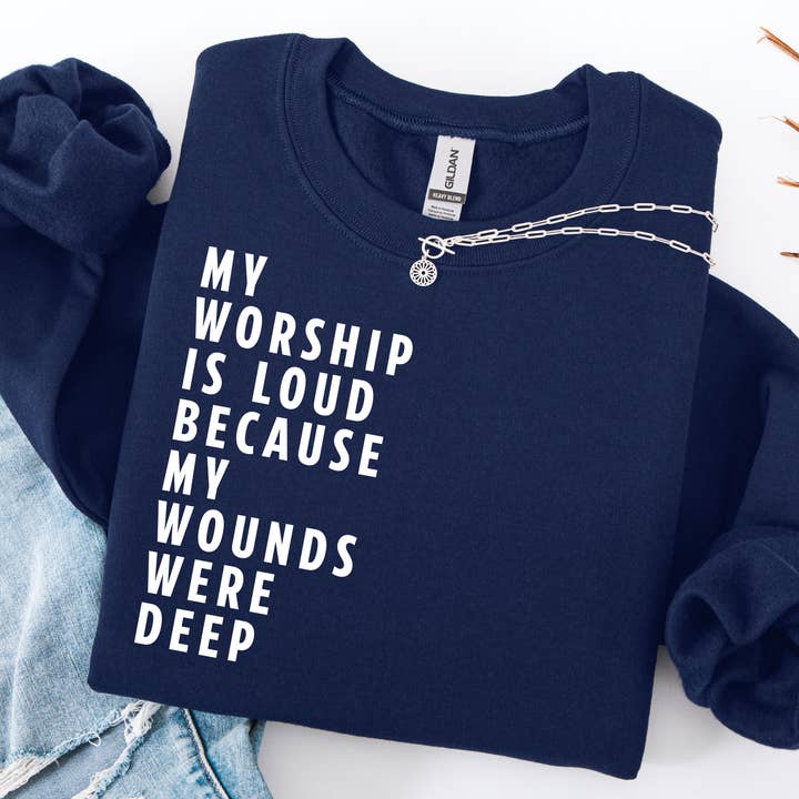 My Worship is Loud Crewneck for wholesale by Poppy & Aster