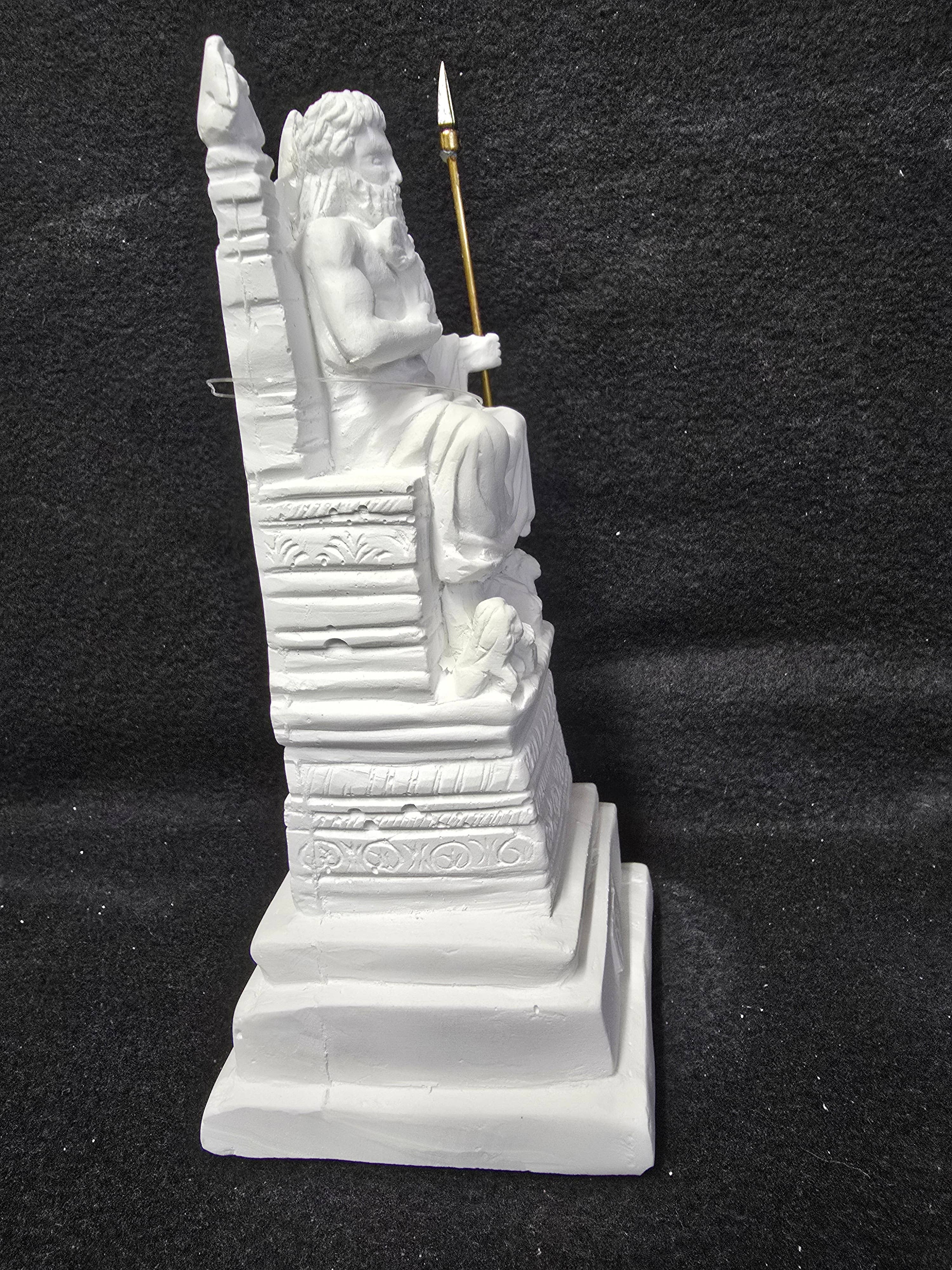 2 Greeks Inc - Wholesale Sculpture - Zeus Alabaster Statue – Seated on Throne with Metal Spear1