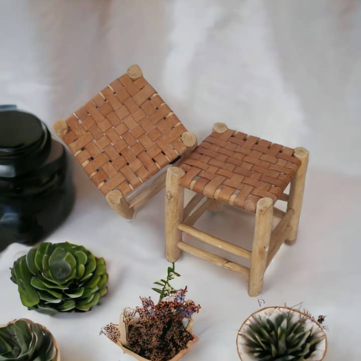 Berberparadise - Wholesale Stool - moroccan Woven Foot Stool, woven counter stool
