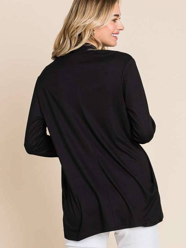 Culture Code - Vendita all'ingrosso Cardigan - Donna - CRT1167LA - CARDIGAN CON DRAPPO DAVANTI A MANICHE LUNGHE2