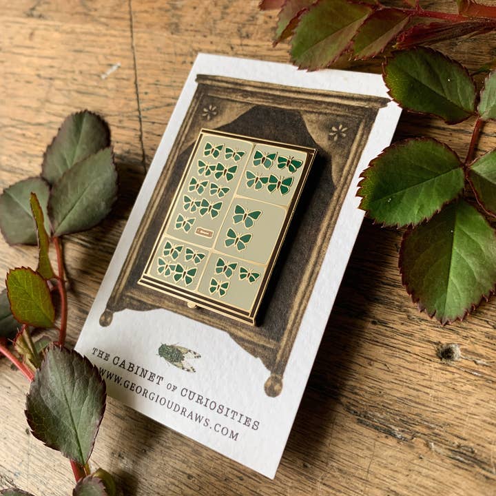 Georgiou Draws - Wholesale Lapel pin/button - Butterfly Tray Cabinet of Curiosities Enamel Pin Badge2