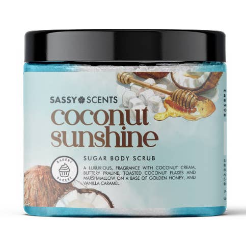 Coconut Sunshine Sugar Body Scrub for wholesale by Sassy Scents
