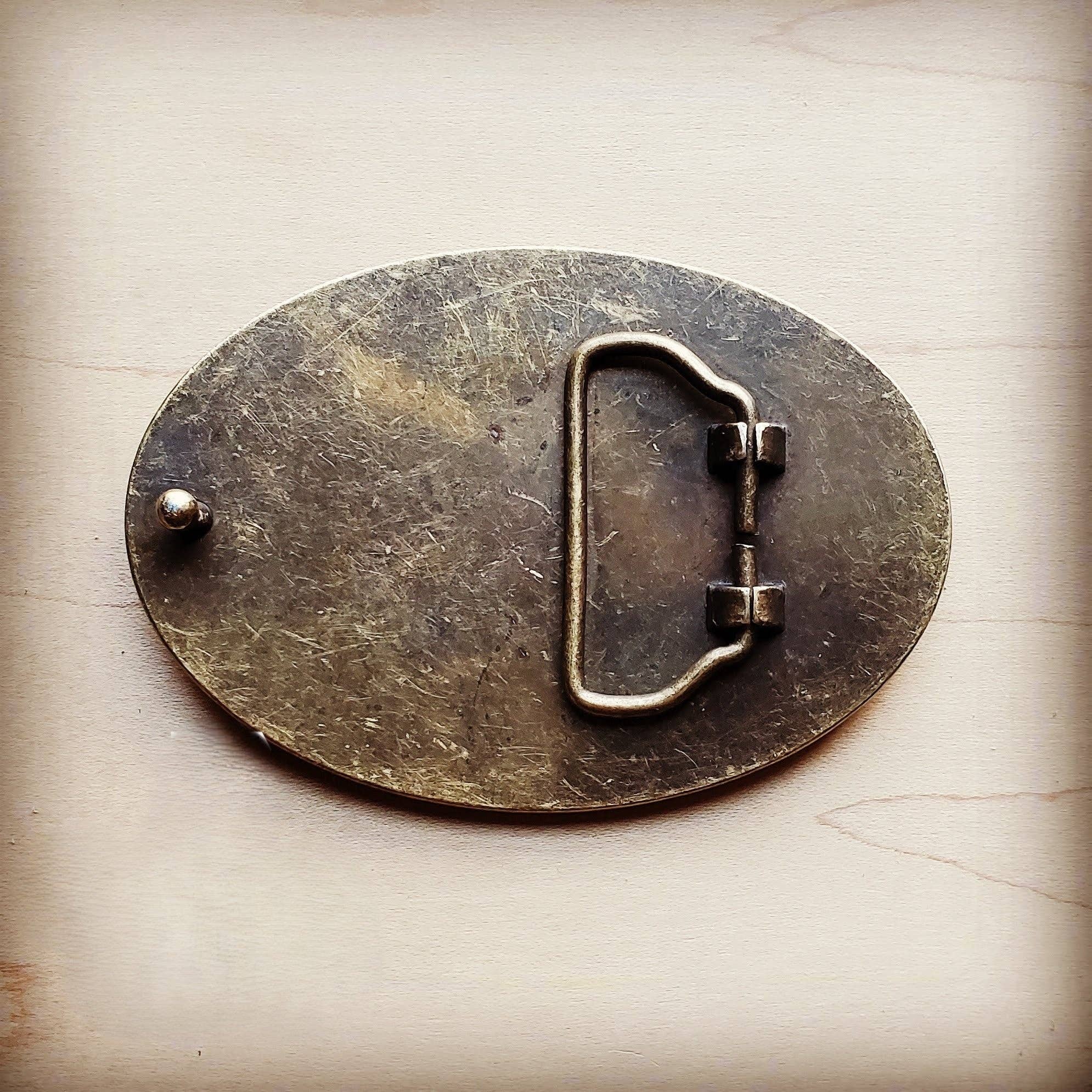 The Jewelry Junkie - Wholesale Belt Buckle - Women's - Rope Edge Turquoise Metallic Leather Belt Buckle 902a1