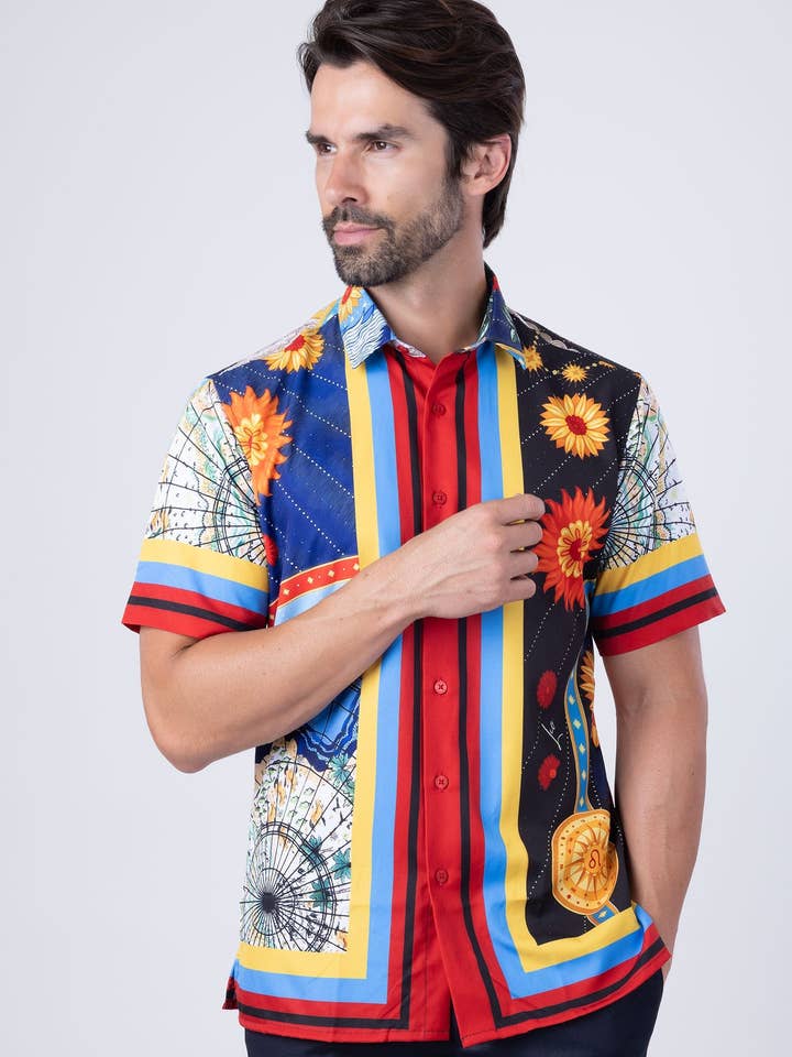 Multi Men's Floral Animal Short Sleeve Shirts 4SST38 for wholesale on Faire