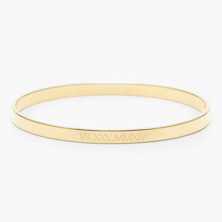 Roman Numeral Thin Bangle Bracelet for wholesale by Brook & York