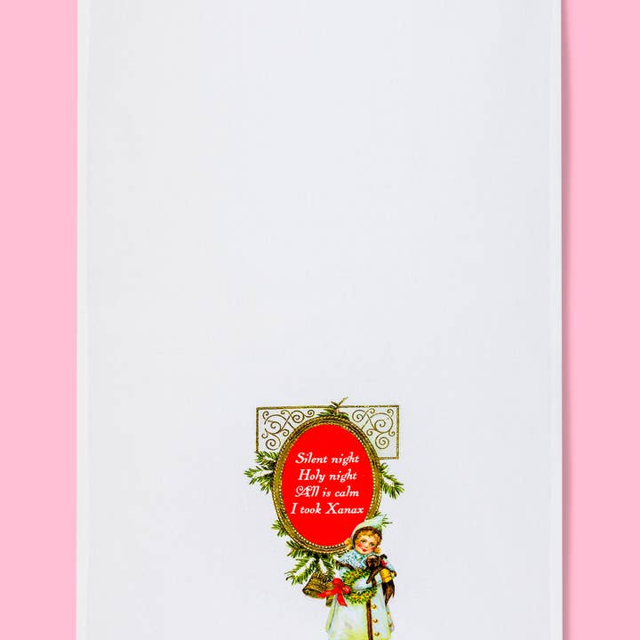 Bad Grandma Designs - Wholesale Tea Towel - Silent Night I Took Xanax dishtowel Christmas kitchen towel