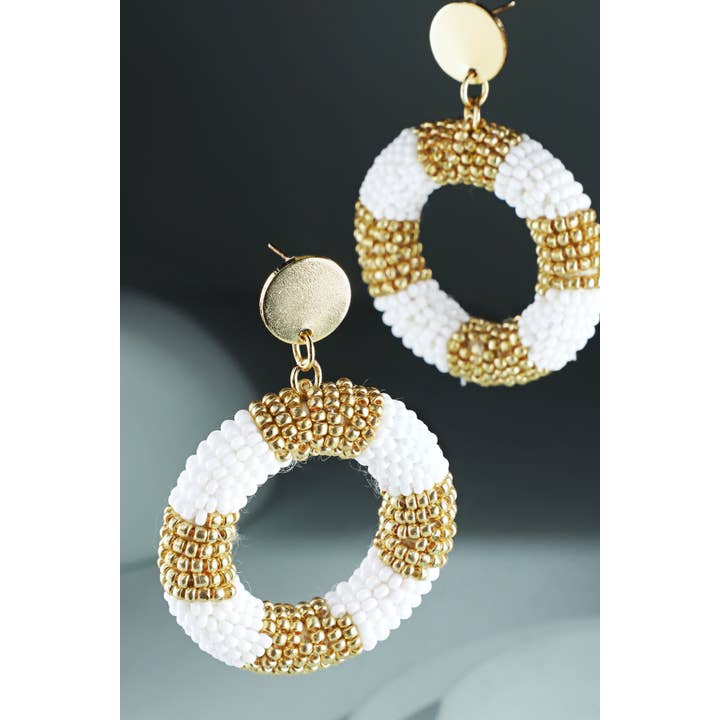 Urbanista Outlet - Wholesale Dangle Earrings - Color Blocked Beaded Ring Drop Earring