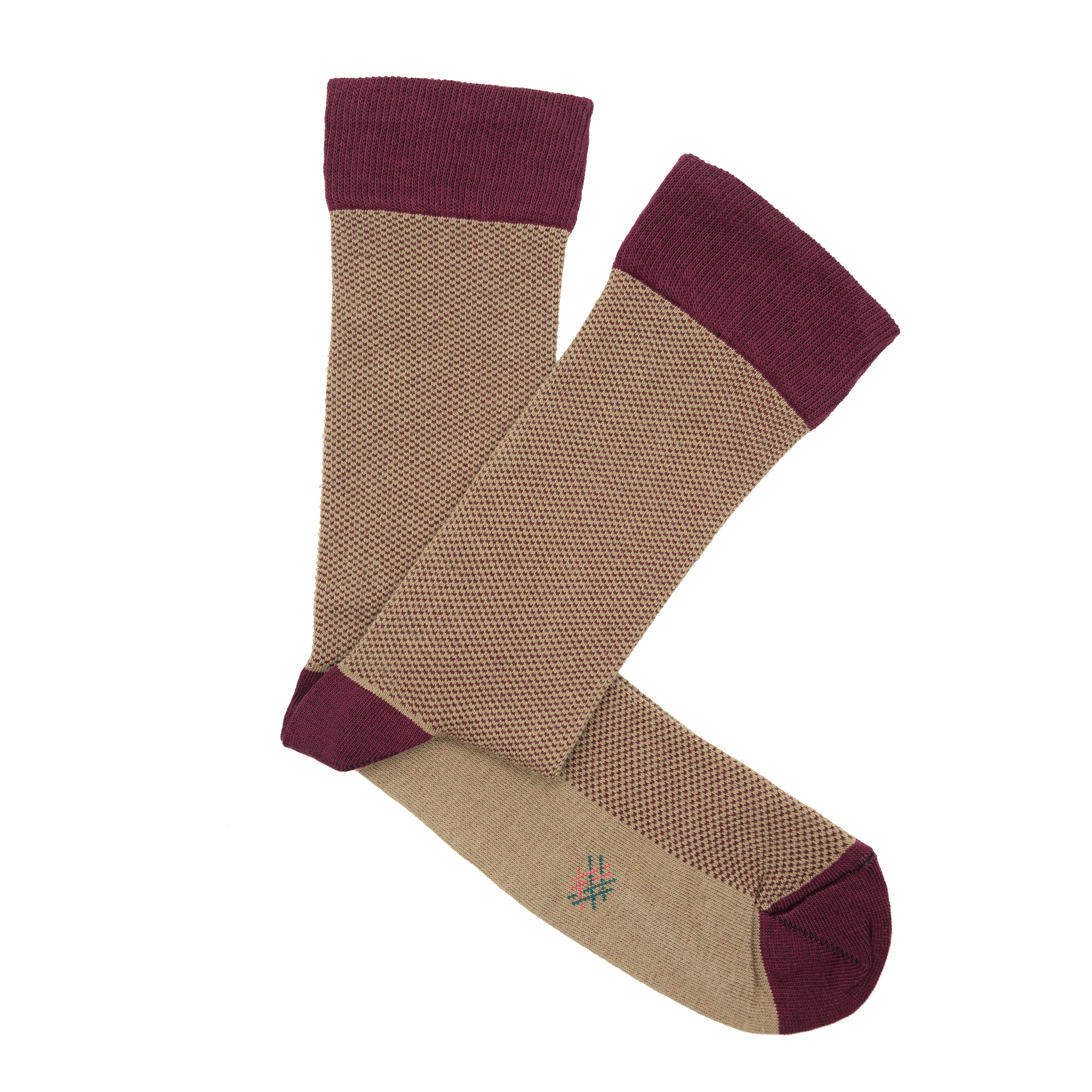 Chamel-Bordeaux MissCalcetin Low Cane Partridge Eye Camel-Burgundy en vente sur Faire1