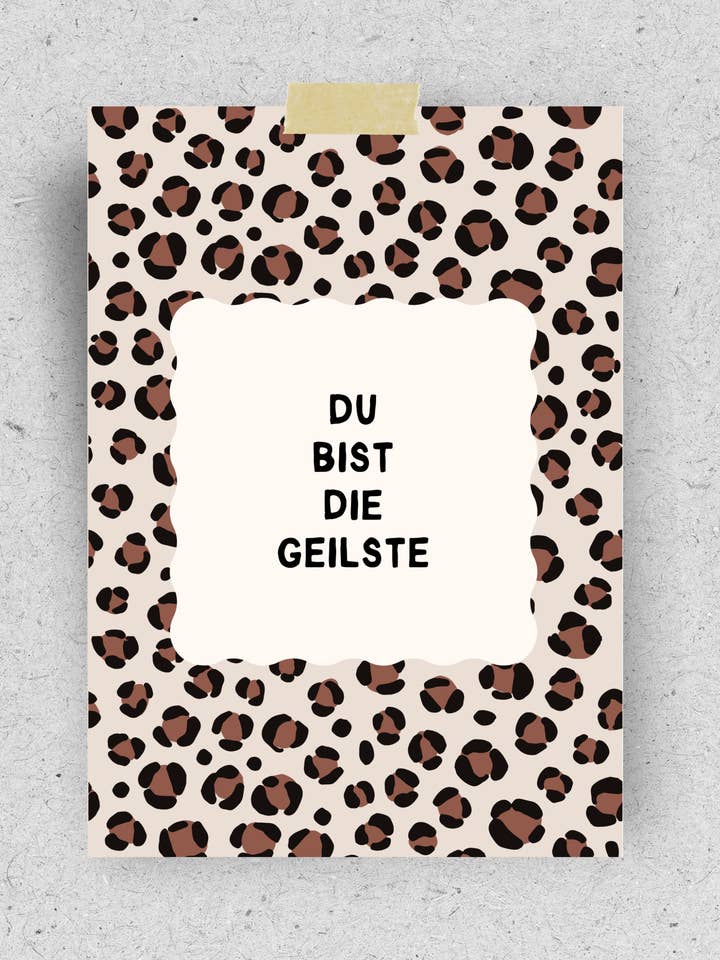 Postkarte "Du bist die Geilste" | Leomuster | Recyclingpapier für den Großhandel von hellopinlin