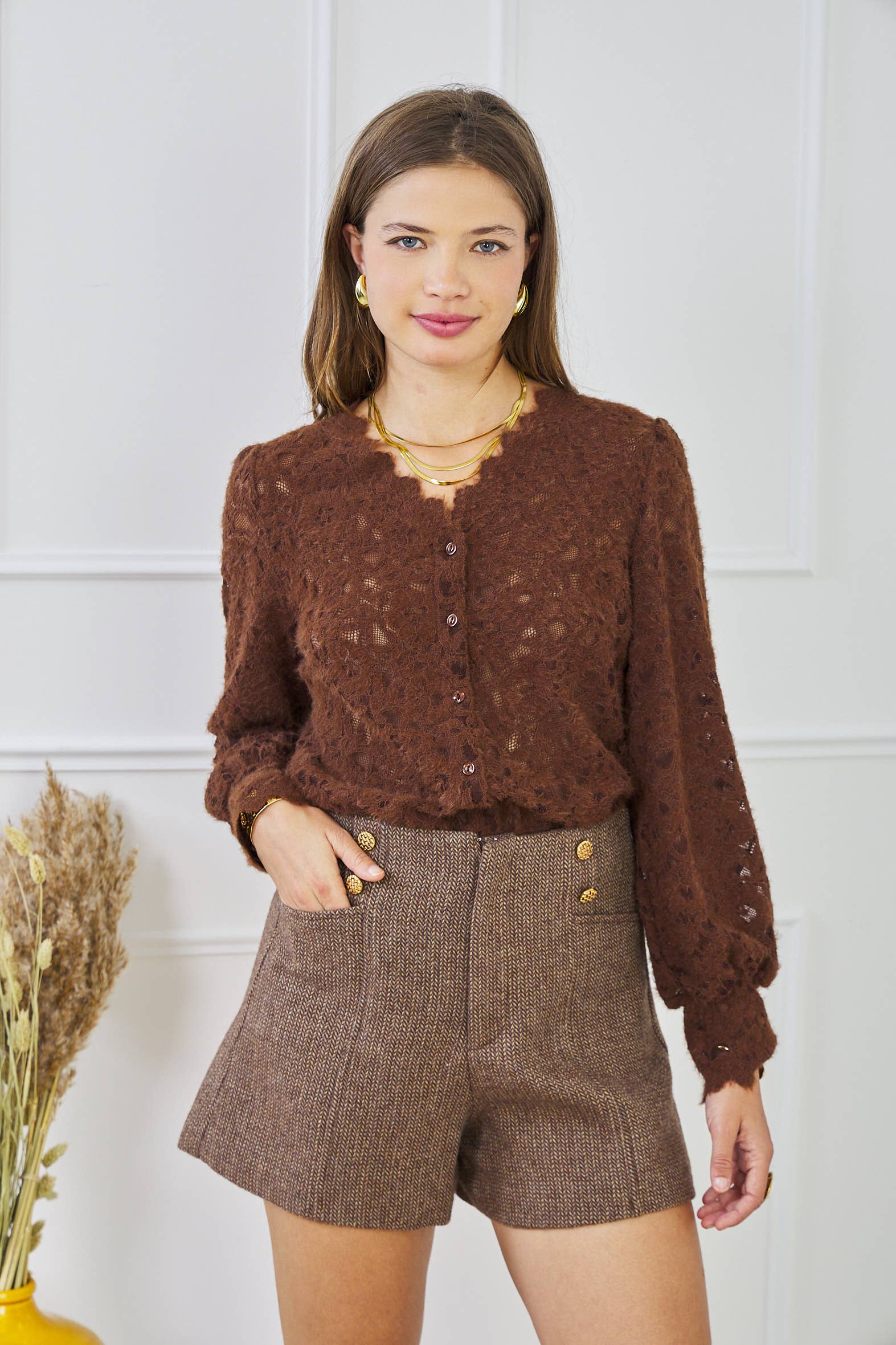 LULUMARY - Vendita all'ingrosso Camicia button down - Donna - Blusa in pizzo CH319A6