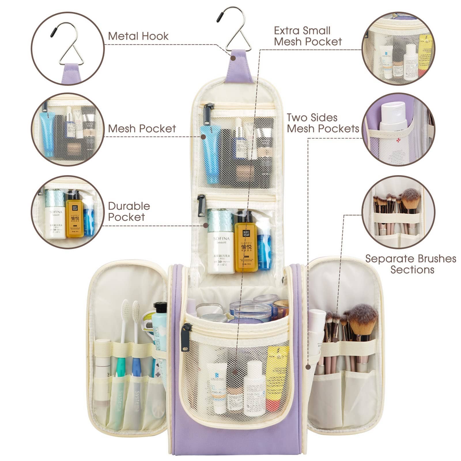 NARWEY INC - Wholesale Toiletry Bag - Women's - Large Hanging Toiletry Bag With Hook Cosmetics Organizer110