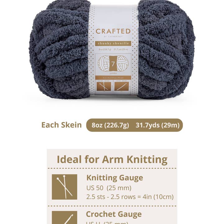 Crafted by Catherine - Wholesale Yarn - Chunky Chenill Yarn | 8oz/227g | Jumbo #7 | Pack of 615