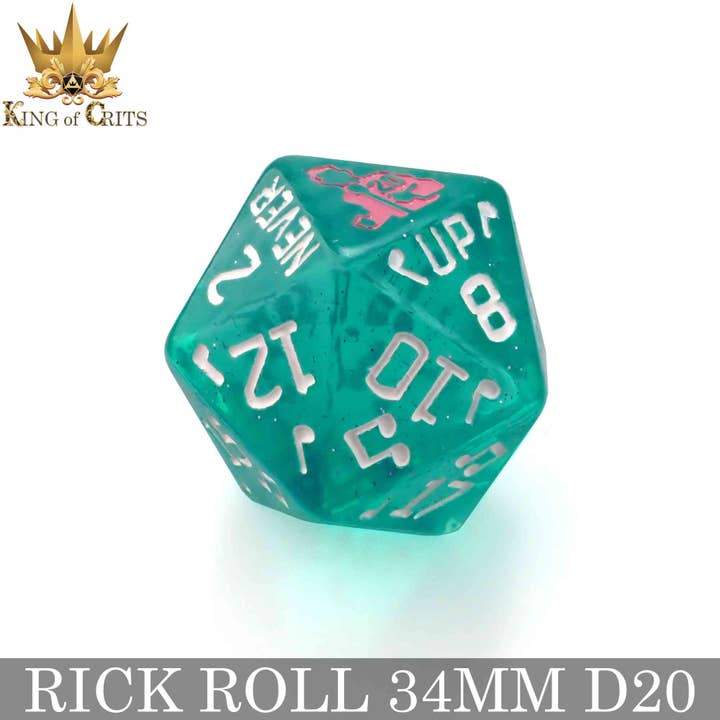 DNDDICE.COM – wholesale Dice – Rick Rolled - 34mm D20