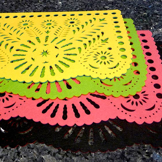 Xochico - Wholesale Placemat - Double-sided Felt "Papel Picado" Placemat Sets (Florals)15