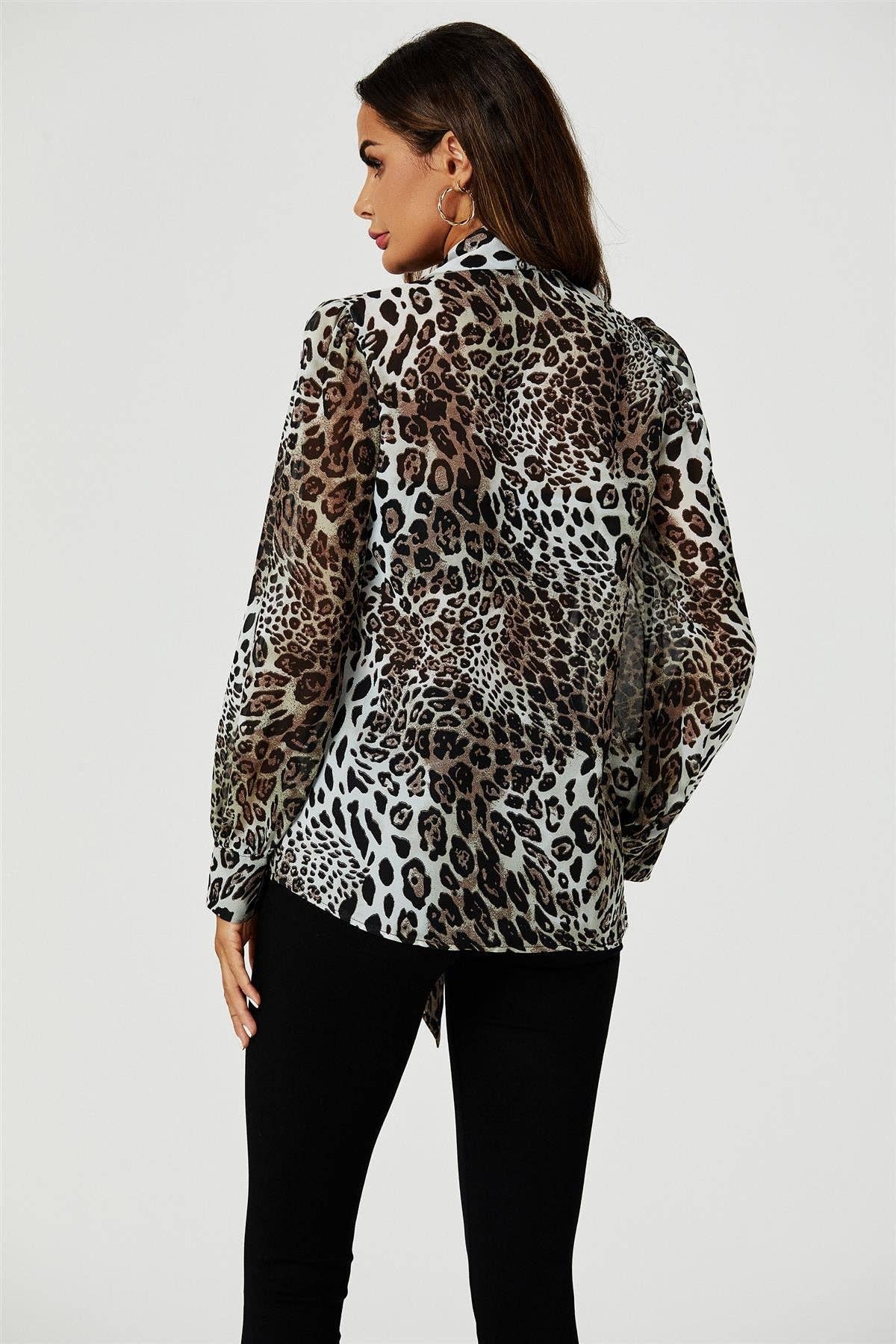 Tie Detail long sleeve Blouse Top In Beige for wholesale on Faire4