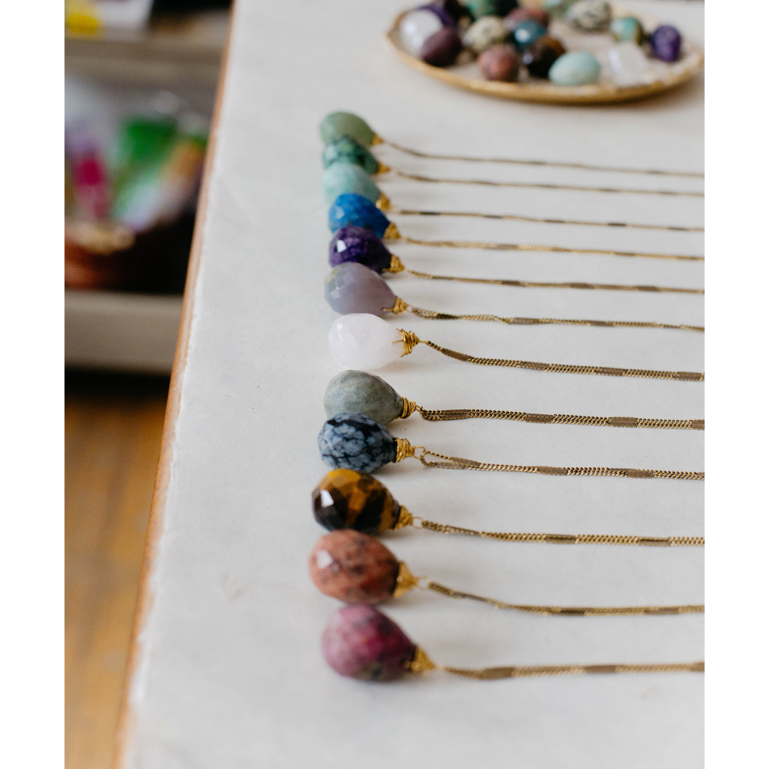 Bella Vita Jewelry – wholesale Pendant/charm necklace – Zara Natural Stone Drop Necklace | Amazonite13