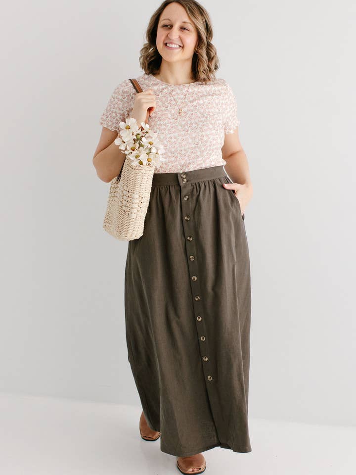 Maxikjol med knappar framtill 'Tirzah' för wholesale av The Main Street Exchange