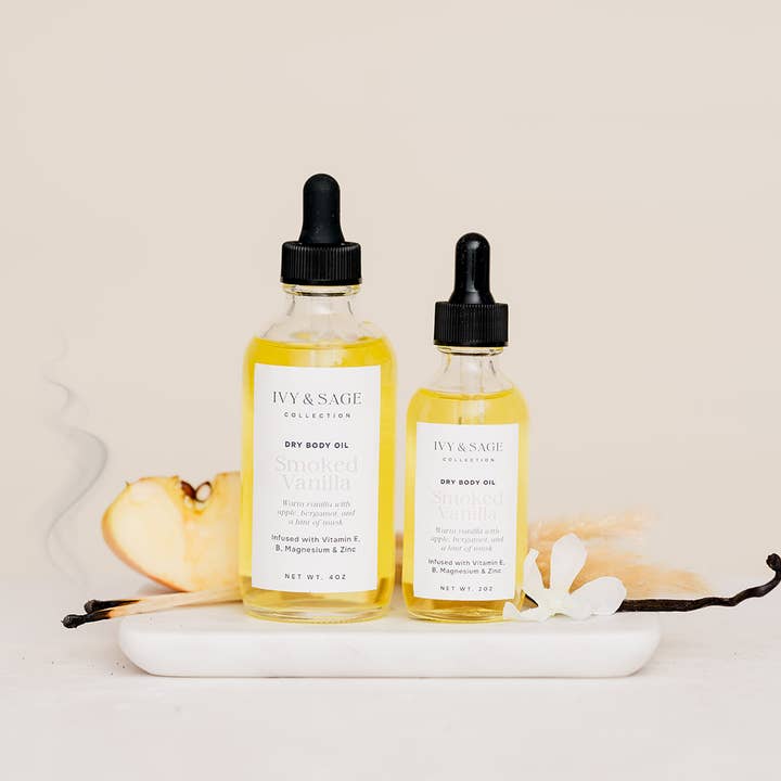 Dry Body Oil – Smoked Vanilla - Valentine’s Day Favorite for wholesale by Ivy & Sage Collection