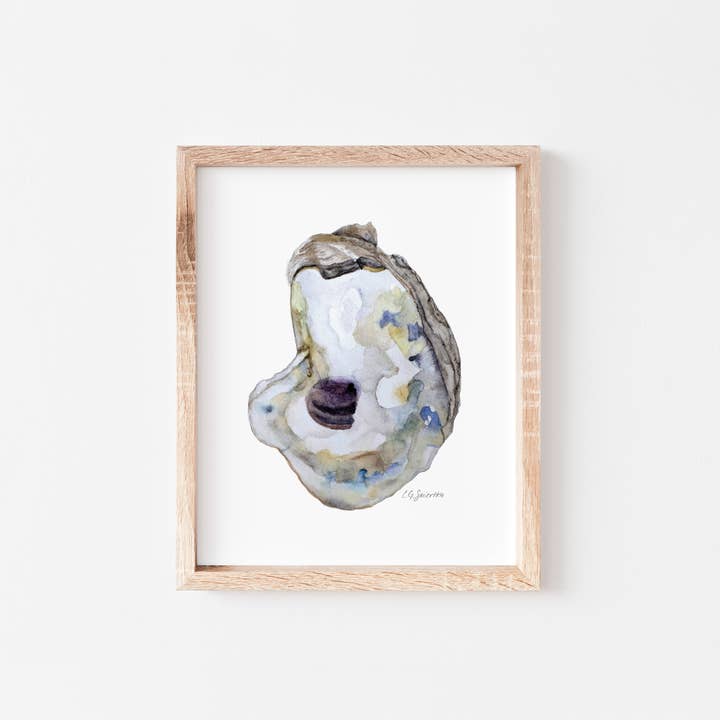 Impression d'art aquarelle sur huîtres - « Oyster #1 » pour la vente par Look Alike Portraits LLC