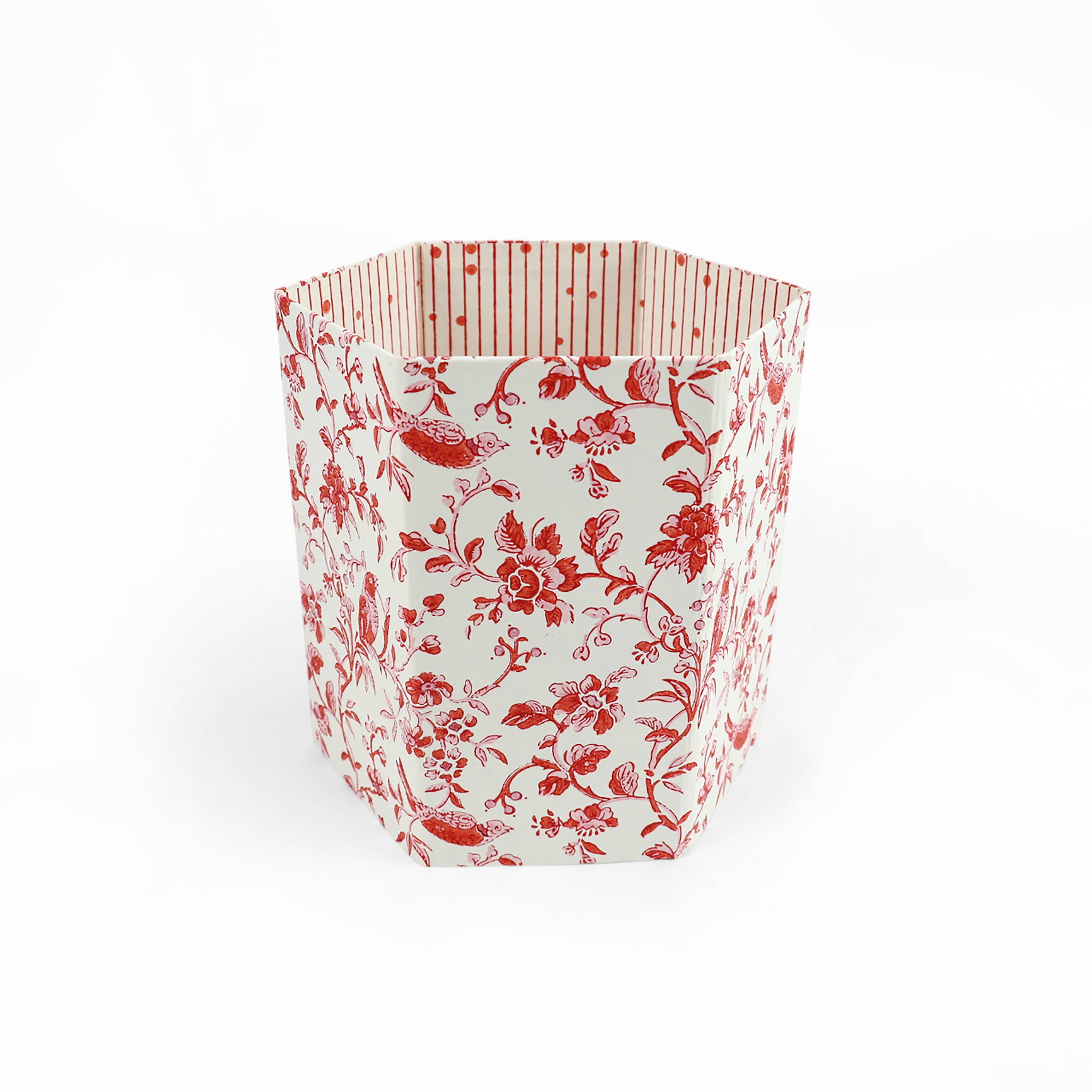 Craft Boat - Venta al por mayor Cestas - CESTA PLEGABLE HEXAGONAL - EDICIÓN NAVIDEÑA ROBIN PEONÍA ROJA