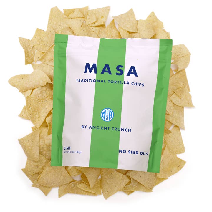 Ancient Crunch - Wholesale Chips - MASA Chips, Lime, 5oz Bag Case1