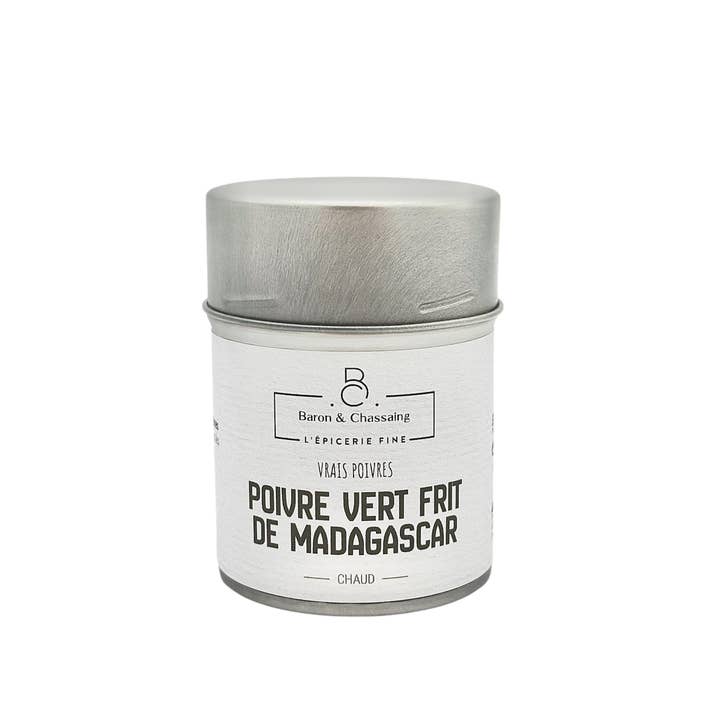 Stegt Grøn Peber fra Madagaskar – Boks 30g for engroshandel hos Baron & Chassaing