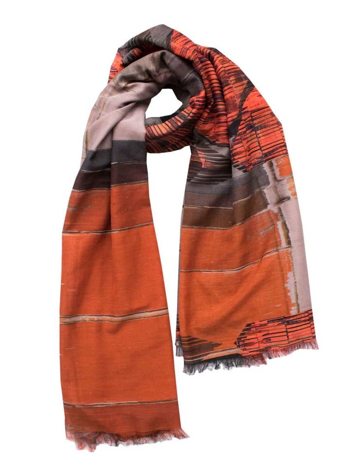 Silk/Cotton "Organic meets Abstract" Stola 200x140 cm for wholesale by EditionMichel