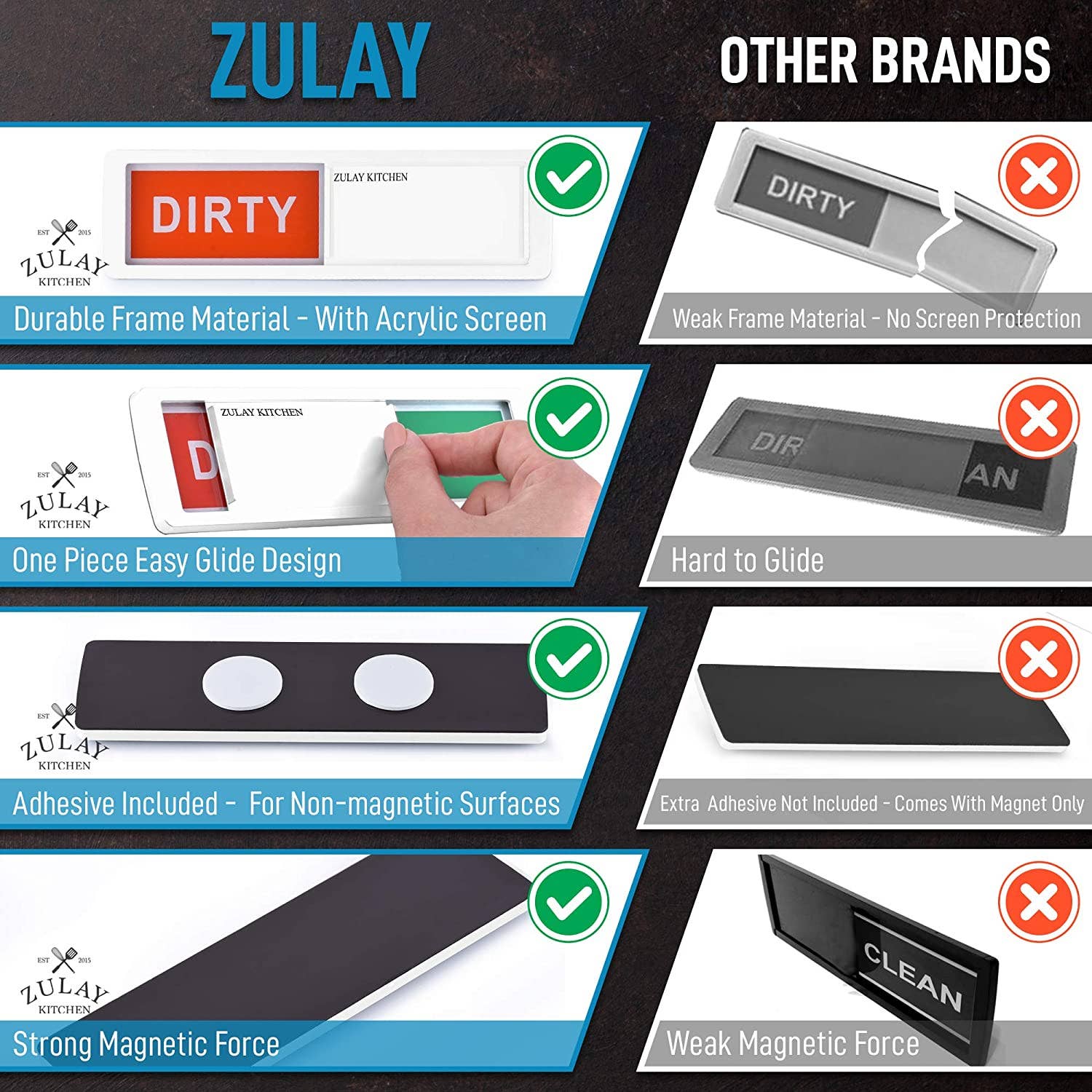 Zulay Kitchen – wholesale Magnet – Dishwasher Clean Dirty Magnet Sign7