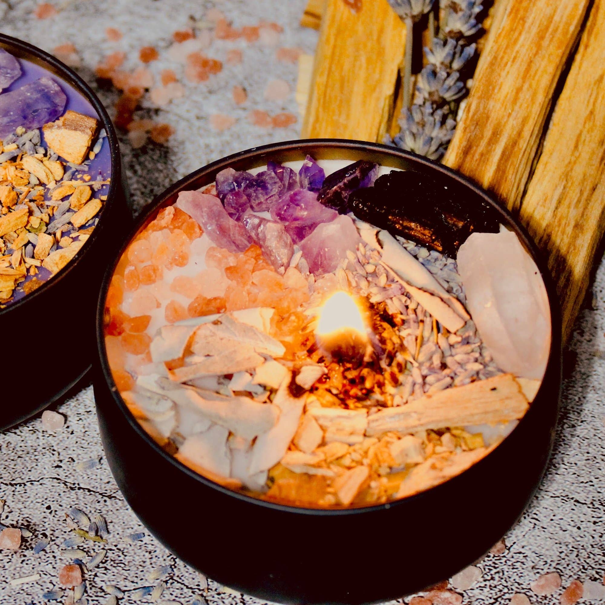 Energy Wicks - Wholesale Jar/Filled Candle - ULTIMATE SMUDGER CRYSTAL CANDLE1