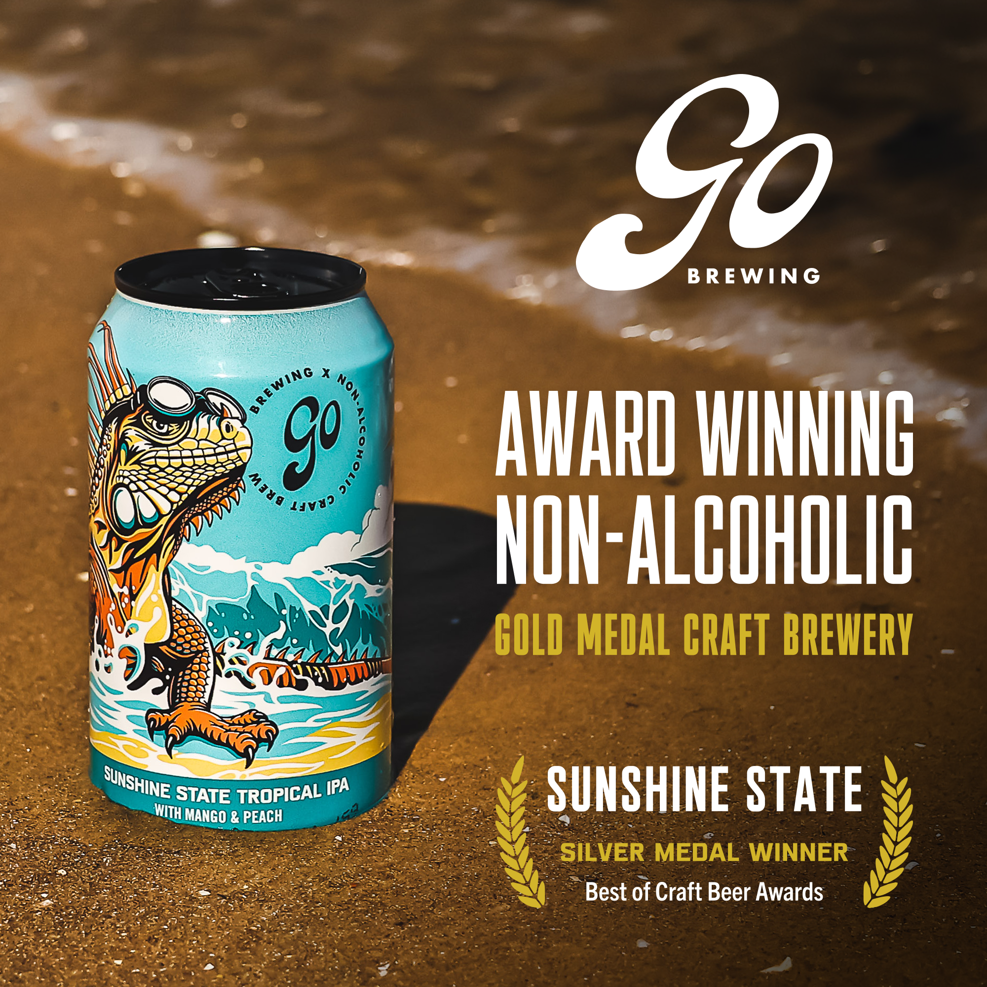 Go Brewing - Wholesale Non-Alcoholic Beer - Go Brewing Sunshine State IPA - 6 Pack - Non Alcoholic Beer6