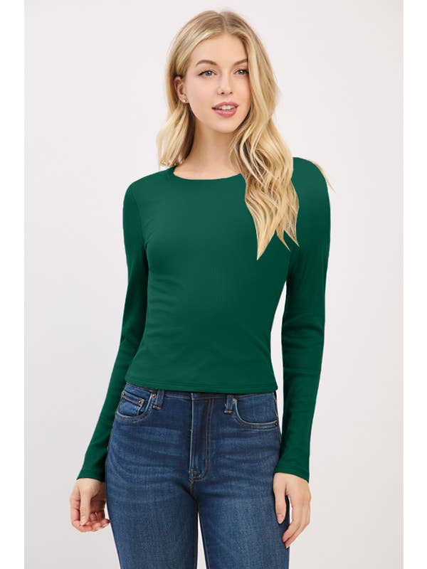 Heart & Hips - Wholesale Knit Top - Women's - RT56762L - FRONT DOUBLE LAYERED CREW NK LONG SLV TOP6