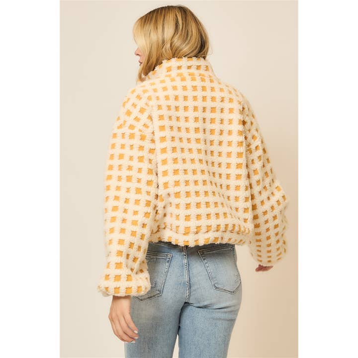 Cozy Casual, Inc. - Wholesale Jacket - Women's - Checker Sherpa Zip Up Jacket 1