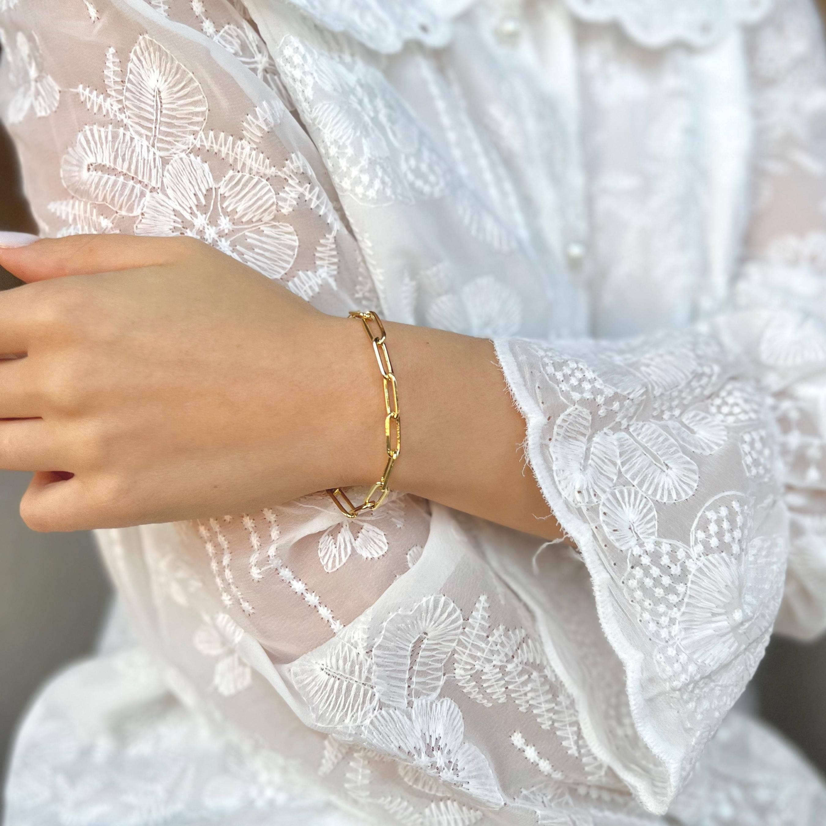 Rossie Jewellery – wholesale Länkar och kedjearmband – 14k förgyllt tjockt armband med gemkedja för kvinnor4