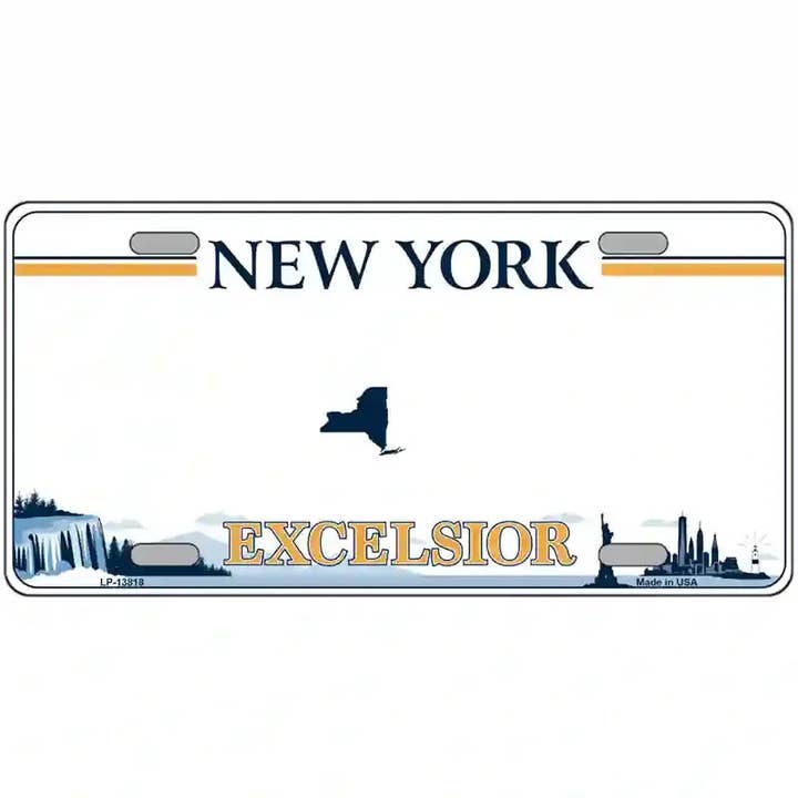 New York Excelsior Novelty Metal License Plate for wholesale by Smart Blonde