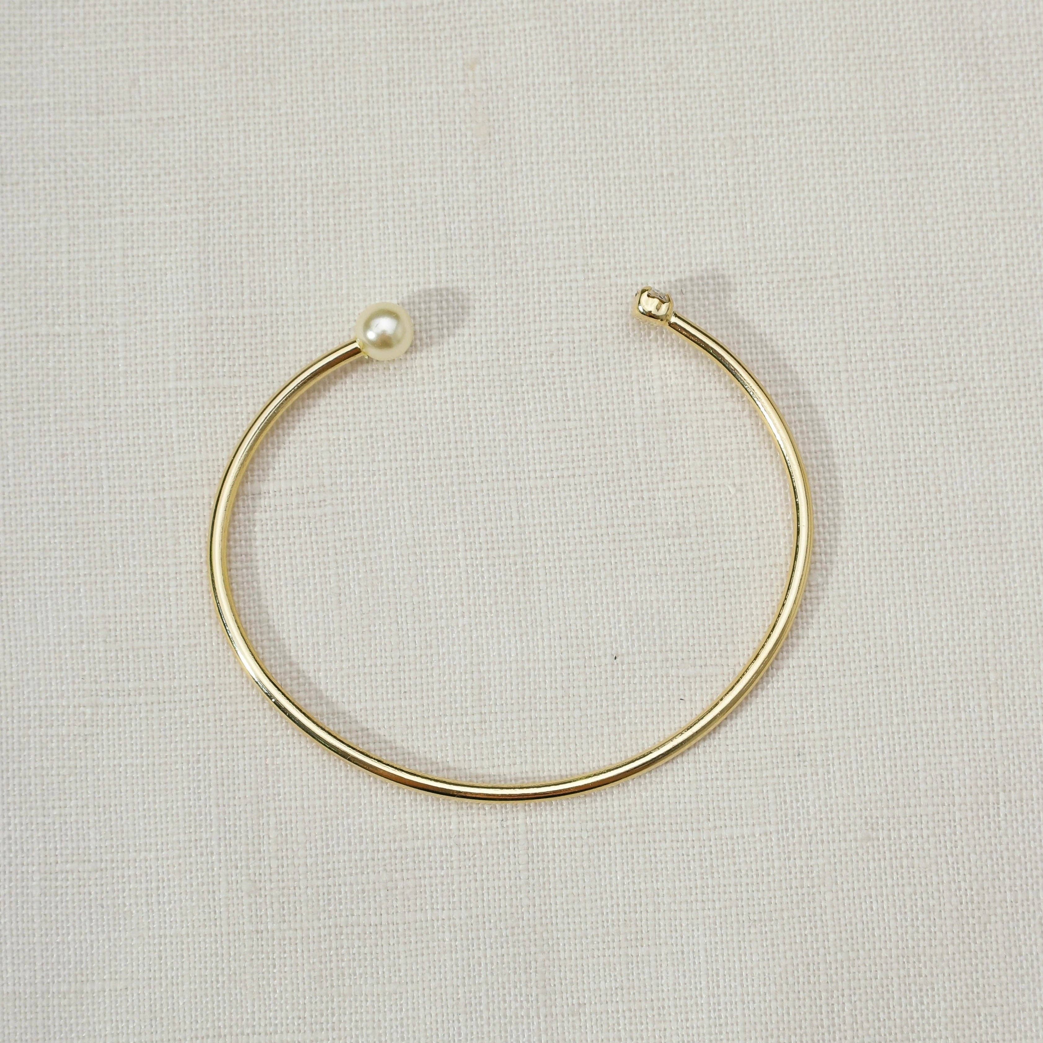 GoldFi - Wholesale Cuff Bracelet - 18k Gold Filled Pearl and Crystal Cuff Bracelet1