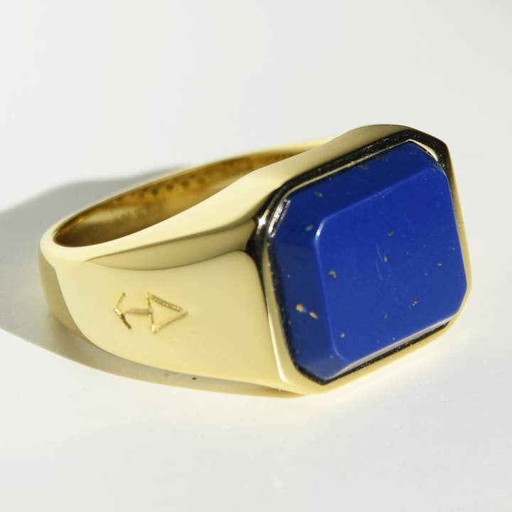 Anello NEPTUNE LAPISLAZULI | Argento 925 | placcato oro per la vendita all'ingrosso da parte di ROCK & STEEL