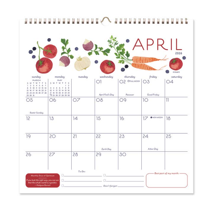 Seedlings - Wholesale Calendar - 2026 Seedlings Garden Party 12 Month Classic Grid Calendar12